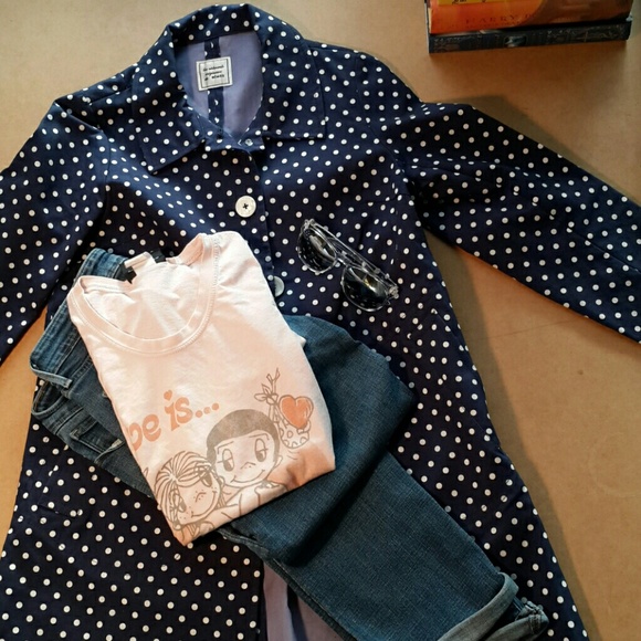 Polka Dot Coat - Navy and White - Picture 2 of 8